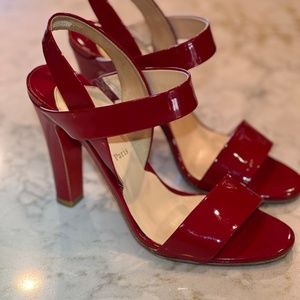 CHRISTIAN LOUBOUTIN Red Patent Slingback Etrier 100 Sandals